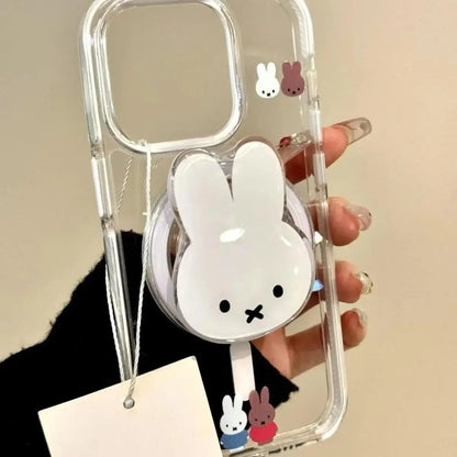 New Miffy bracket magnetic phone case suitable for iPhone 11-16promax anti drop and dustproof phone protection accessories