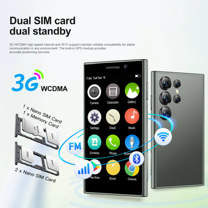 SERVO Mini Smartphone Android 9.0 3G Dual SIM 2GB+16GB 3-Inch HD Display 5MP Camera