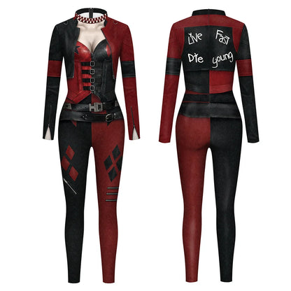 Women’s Movie Role Cosplay Jumpsuit – Halloween & Christmas Printed Bodysuit Costume Party Outfit