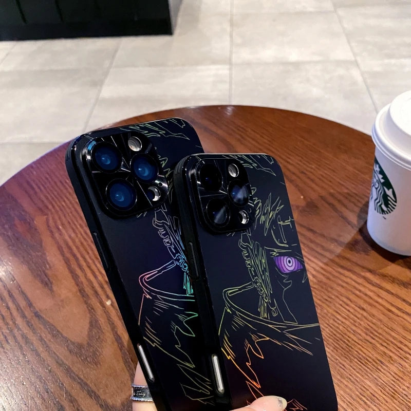 New Laser Bling Anime Cases for iphone 14 13 12 15 16 pro max 13pro 14pro 15pro Kakashi Obito Pain Phonecase Gift