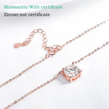 Smyoue 1–5CT Moissanite Pendant Necklace D Color 925 Sterling Silver Rose Gold for Women