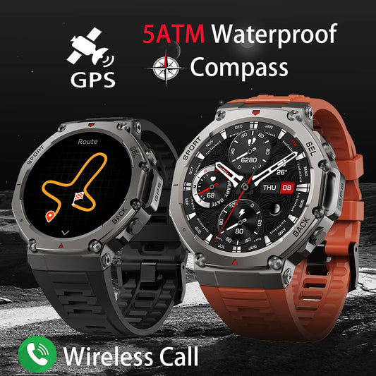 T-Rex 3 GPS Smart Watch – AMOLED Touch Screen 5ATM Waterproof Outdoor Fitness Smartwatch with Compass for Men (Compatible with Xiaomi)