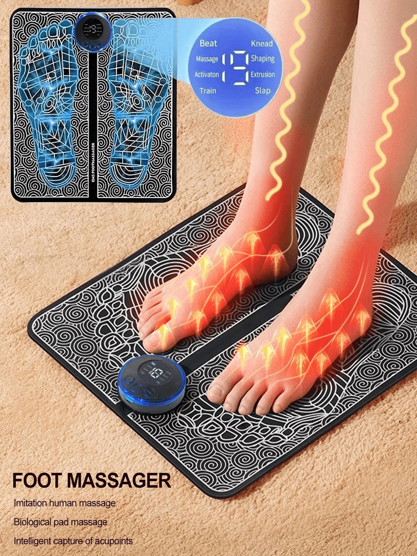 Foot Massager - EMS Foot Massage Pad Electric Therapy Machine for Pain Relief