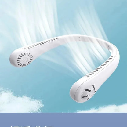 Hanging Neck Fan Convenient Small Fan Can Be Freely Adjusted Mini Small USB Charging Leafless Large Wind Hanging Neck Outdoors