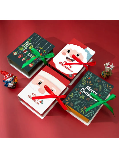 12Pcs Book-Shaped Christmas Treat Boxes – Merry Christmas Paper Gift Boxes for Candy, Cookies & Holiday Wrapping