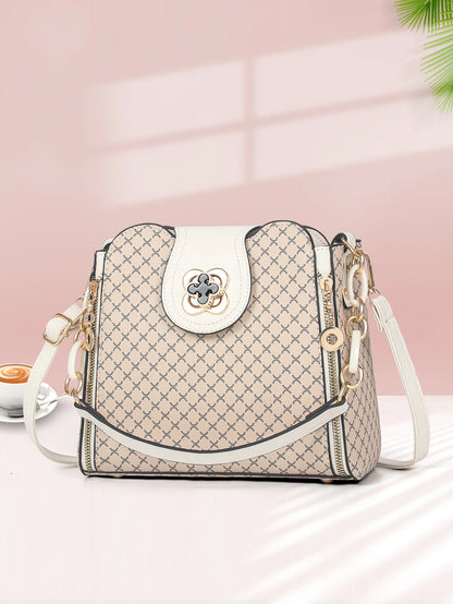New women's handbag luxury design bucket shoulder crossbody bag flip over printed large capacity shoulder bag