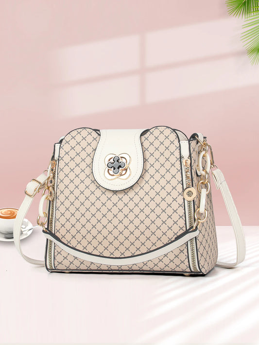 New women's handbag luxury design bucket shoulder crossbody bag flip over printed large capacity shoulder bag