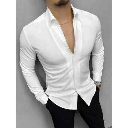 Men’s 4-Color Long Sleeve Polo Shirt – Casual Breathable Lapel T-Shirt for Everyday Wear