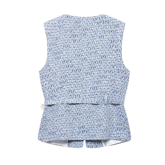 2025 Summer Women’s Casual French Vest – Simple & Comfortable Belted Textured Design