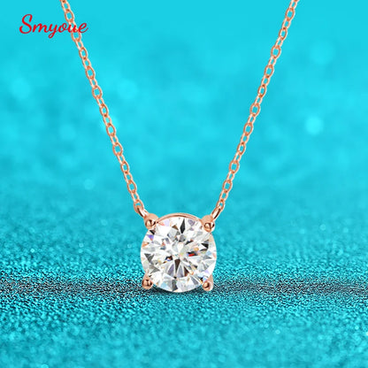 Smyoue 1–5CT Moissanite Pendant Necklace D Color 925 Sterling Silver Rose Gold for Women
