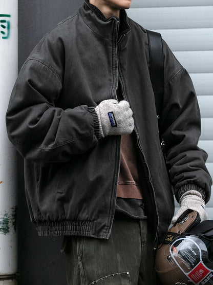 Men’s Vintage Polar Fleece Jacket – Japanese Korean Streetwear Thick Warm Winter Coat