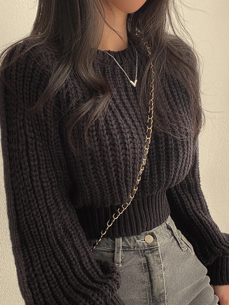 Women’s Vintage Harajuku Sweater – Loose Lantern Sleeve Knit Pullover