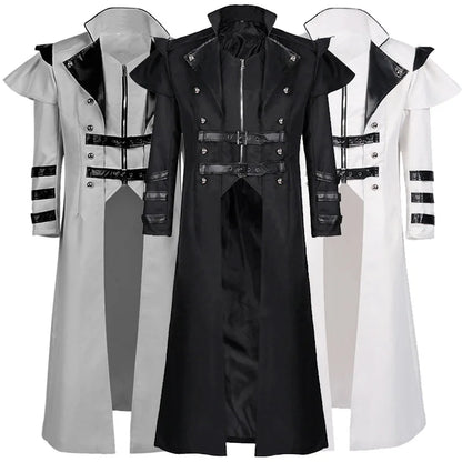 2025 Halloween Medieval Cosplay Costume – Stage Performance Outfit with Split Windbreaker, Hat, and Scepter for Palace Banquet