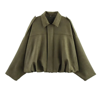 Women’s High-Waisted Casual Shorts & Long Sleeve Jacket Set – Fashion Two-Piece Outfit for Spring & Autumn