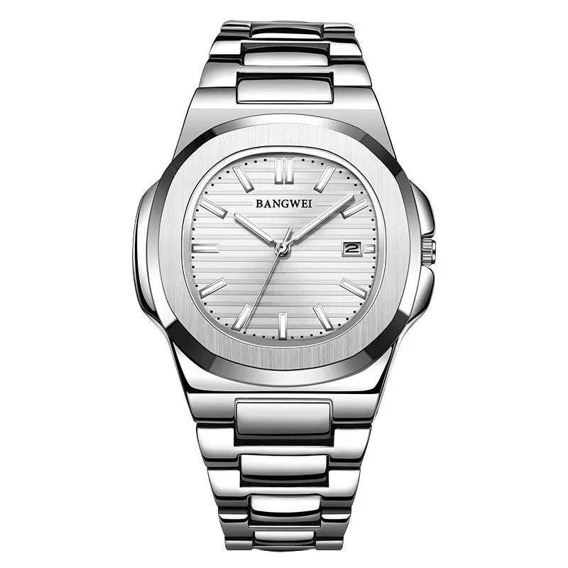 2024 Luxury Men’s Chronograph Quartz Watch – Stainless Steel 30M Waterproof Sport Wristwatch with Automatic Date Display