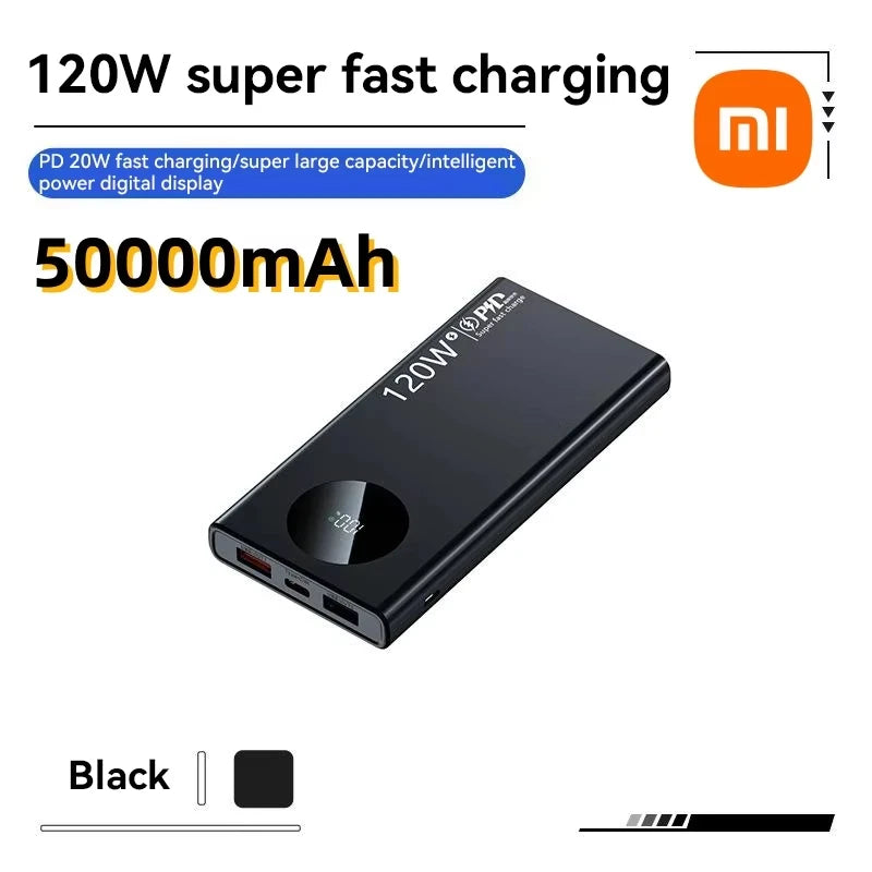 Xiaomi 120W 500000mAh High Capacity Power Bank – Fast Charging Portable Battery Charger for iPhone, Samsung, Huawei (2025 Model)