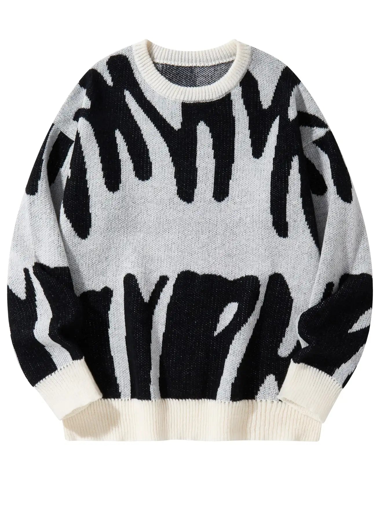 Men’s Jacquard Knit Sweater – Autumn/Winter Irregular Contrast Color Pullover