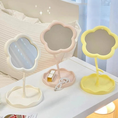 Makeup Mirror - Portable Dressing Table Mirror with Floral Pattern for Bedroom & Office