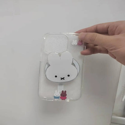 New Miffy bracket magnetic phone case suitable for iPhone 11-16promax anti drop and dustproof phone protection accessories
