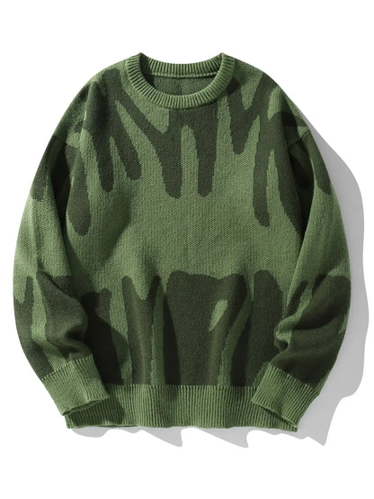 Men’s Jacquard Knit Sweater – Autumn/Winter Irregular Contrast Color Pullover