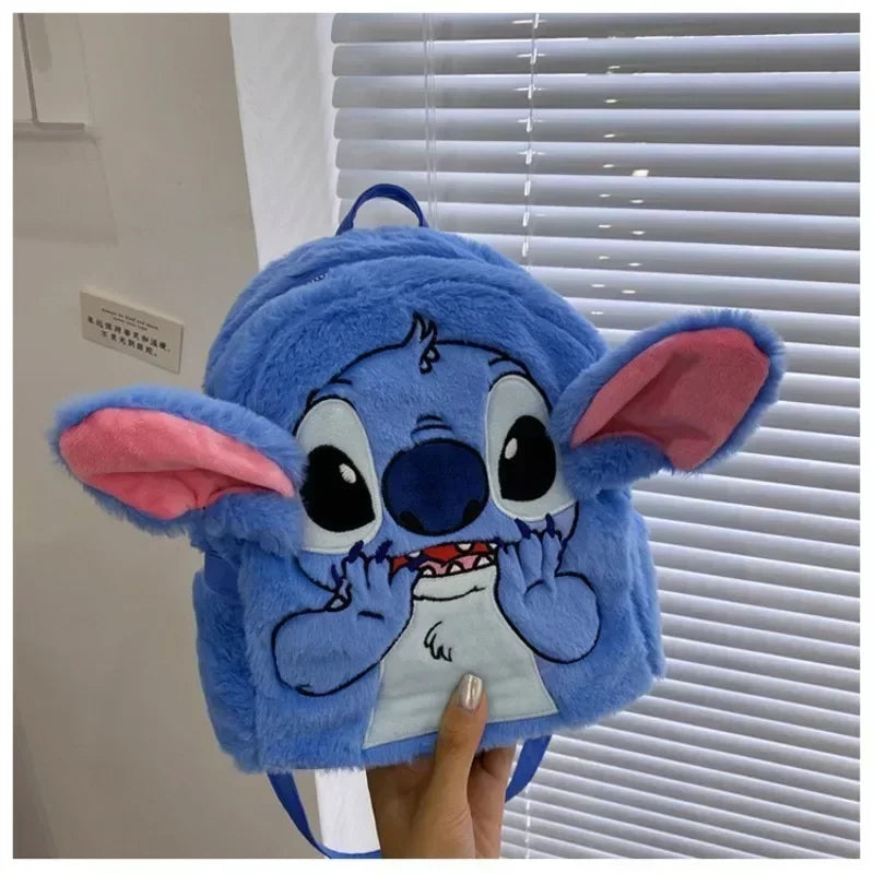Disney 3D Cartoon Plush Backpack – Cute Mini Bag for Women & Kids with Large Capacity