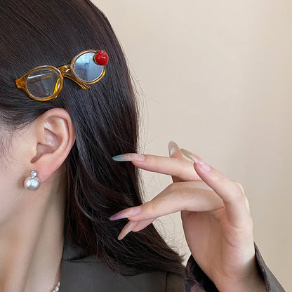 New Fashion Apple Glasses Hair Clip for Women Girl Cute Side Duckbill Clip Straight Hairpins Versatile Hair Accessories Gift