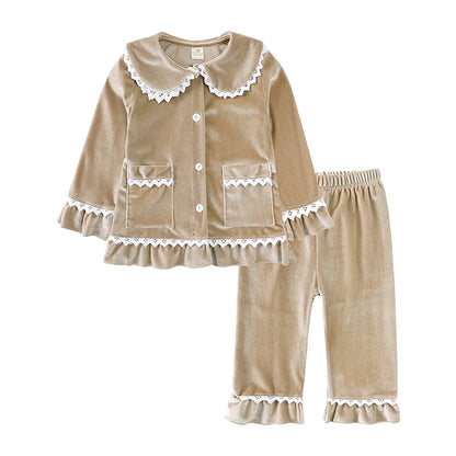 Christmas Family Xmas Children Boy Girl Pyjamas Dress Clothes Sets Customizing Velvet Long Sleeve Kid Sleepwear+Pants Costumes