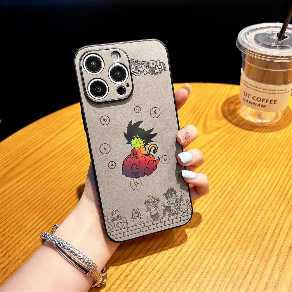 Retro Dragon Ball Goku Case for iPhone 15 14 13 12 11 16 17 Pro Max 15Plus Anime Soft Silicone Cover