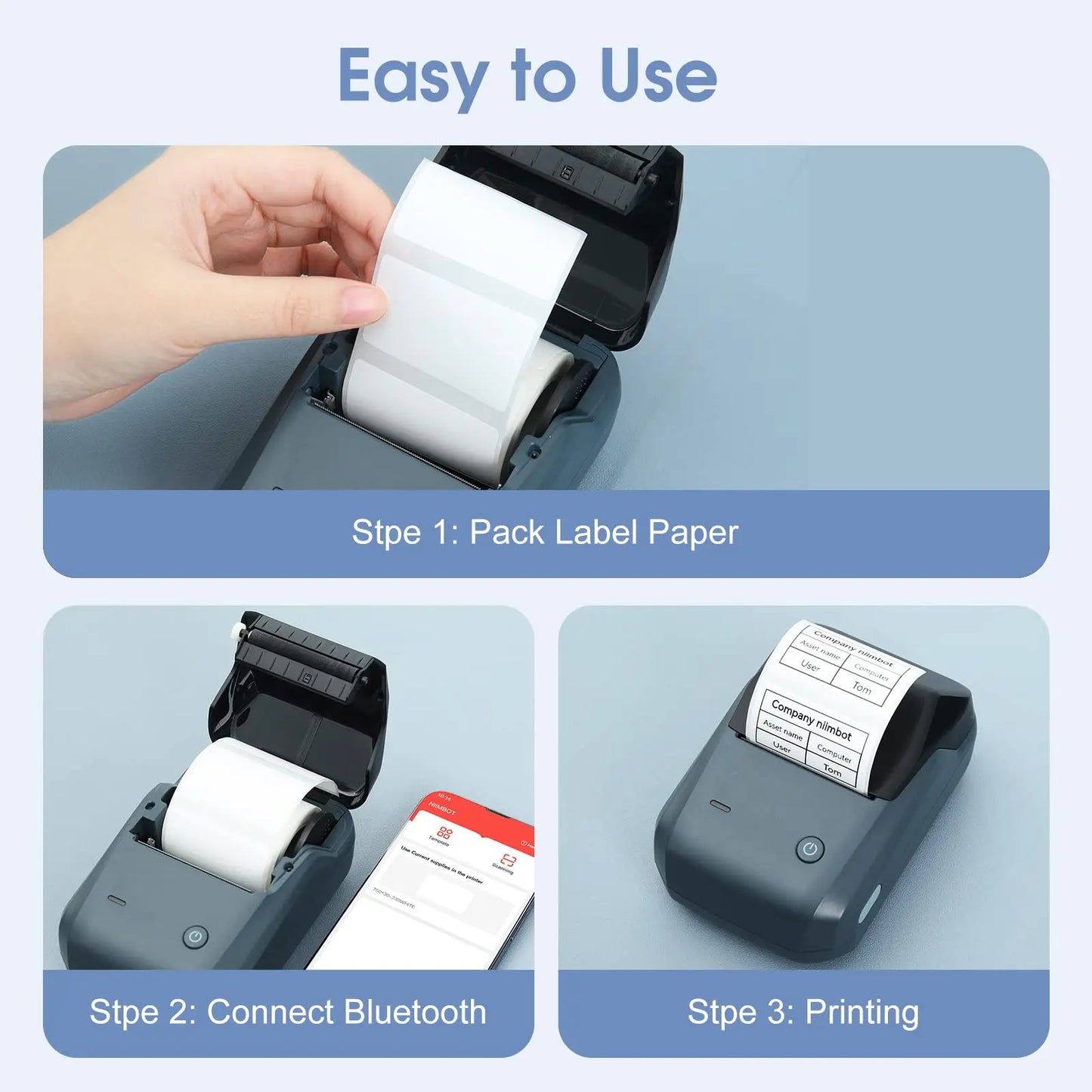 Niimbot B1 Portable Thermal Label Printer – Bluetooth Mini Sticker & Adhesive Paper Printer (2-Inch Label Maker)