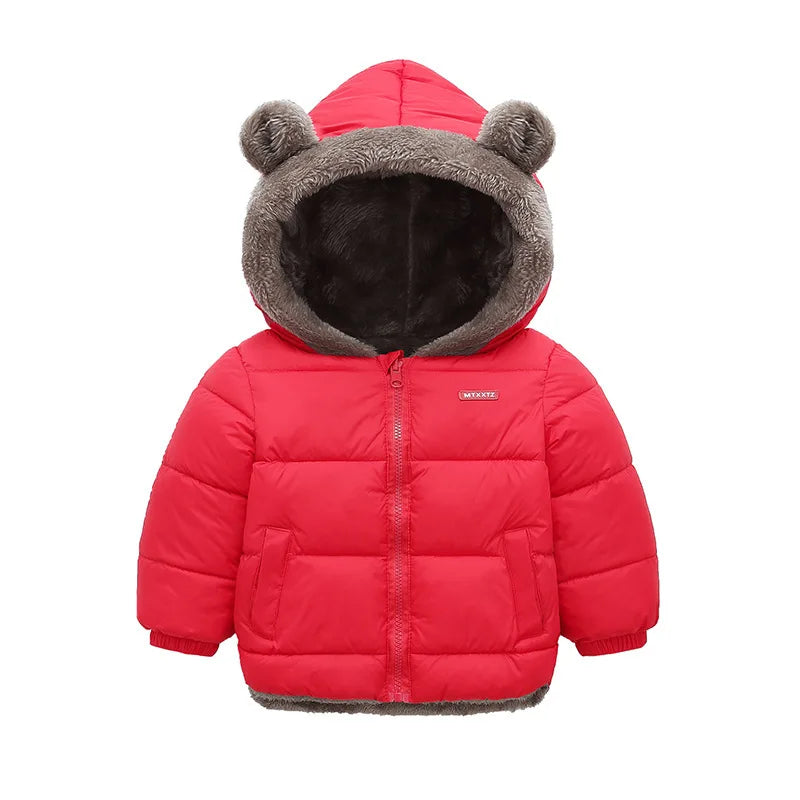 Kids’ Hooded Cotton Jacket – Winter Thick Fleece Cashmere Padded Coat for Boys & Girls