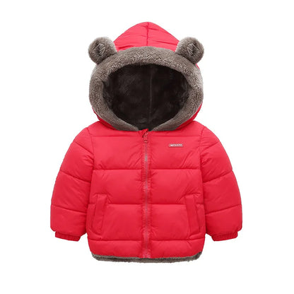 Kids’ Hooded Cotton Jacket – Winter Thick Fleece Cashmere Padded Coat for Boys & Girls