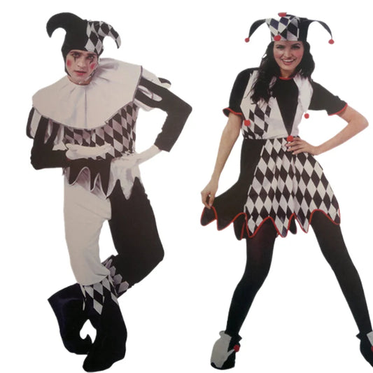 2025 Halloween Adult Cosplay Costume – Funny Clown Outfit with Hat for Men & Women, Carnival Dress-Up Party Set