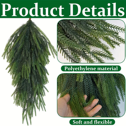Artificial Pine Needle Teardrop Wreath – Norfolk Green Door Decor for Outdoor Christmas Decoration