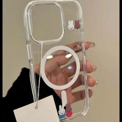 New Miffy bracket magnetic phone case suitable for iPhone 11-16promax anti drop and dustproof phone protection accessories