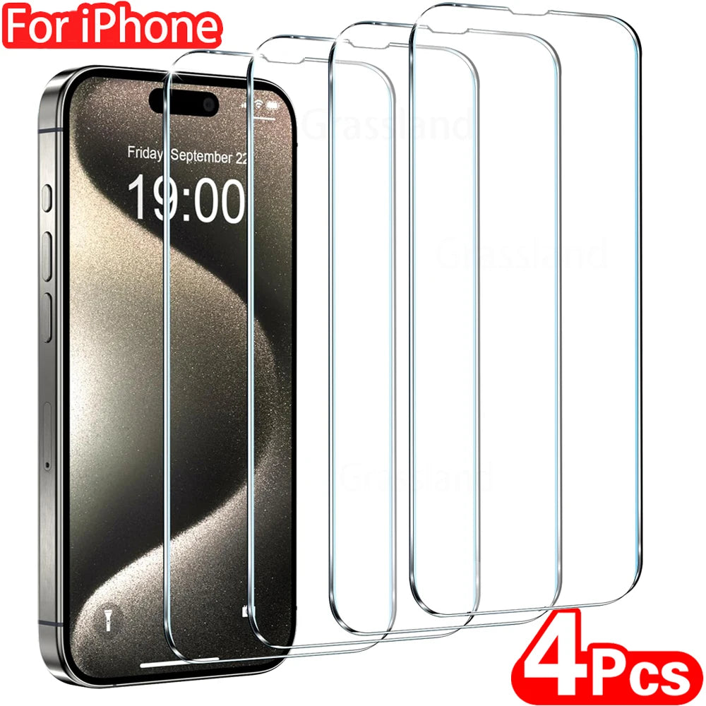 Ultimate iPhone Protection Duo – Premium Matte Case + 4Pcs Tempered Glass Screen Protector Bundle | Complete Protection Kit