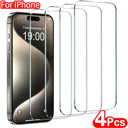 Ultimate iPhone Protection Duo – Premium Matte Case + 4Pcs Tempered Glass Screen Protector Bundle | Complete Protection Kit