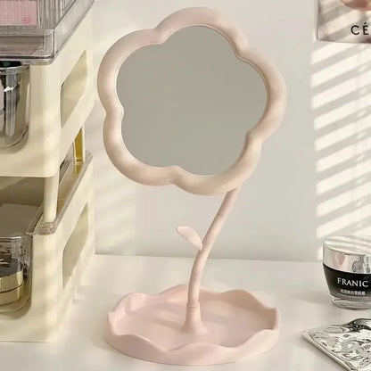 Makeup Mirror - Portable Dressing Table Mirror with Floral Pattern for Bedroom & Office