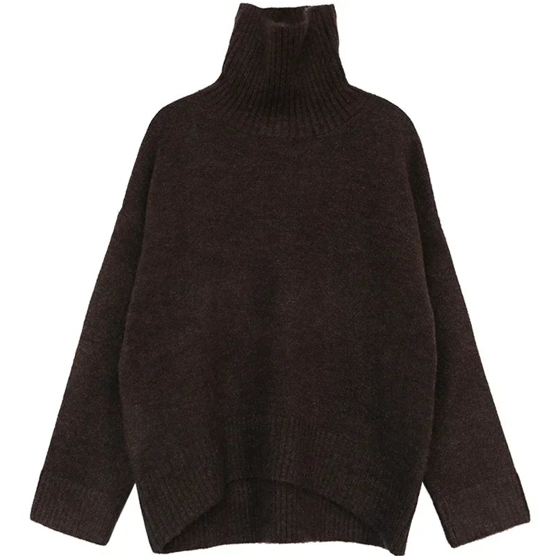 Women’s Loose Turtleneck Sweater – CHIC VEN Korean Style Warm Knit Pullover