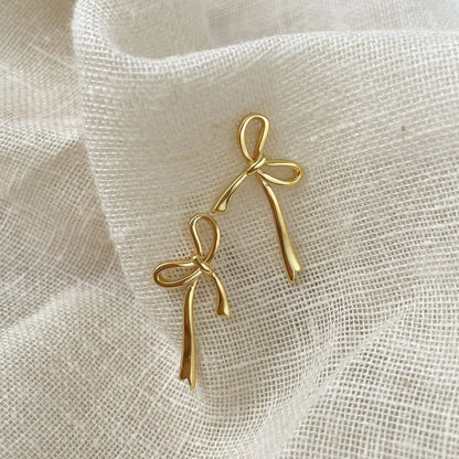 18K Gold Plated Y2K Bow Stud Earrings – Cute Fashion Piercing Jewelry for Women, Christmas Gift Aretes