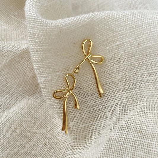 18K Gold Plated Y2K Bow Stud Earrings – Cute Fashion Piercing Jewelry for Women, Christmas Gift Aretes