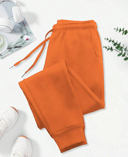 Women’s Autumn Winter Fleece Sweatpants – Casual Joggers, Sports Gym Trousers, Solid Color Workout Pants