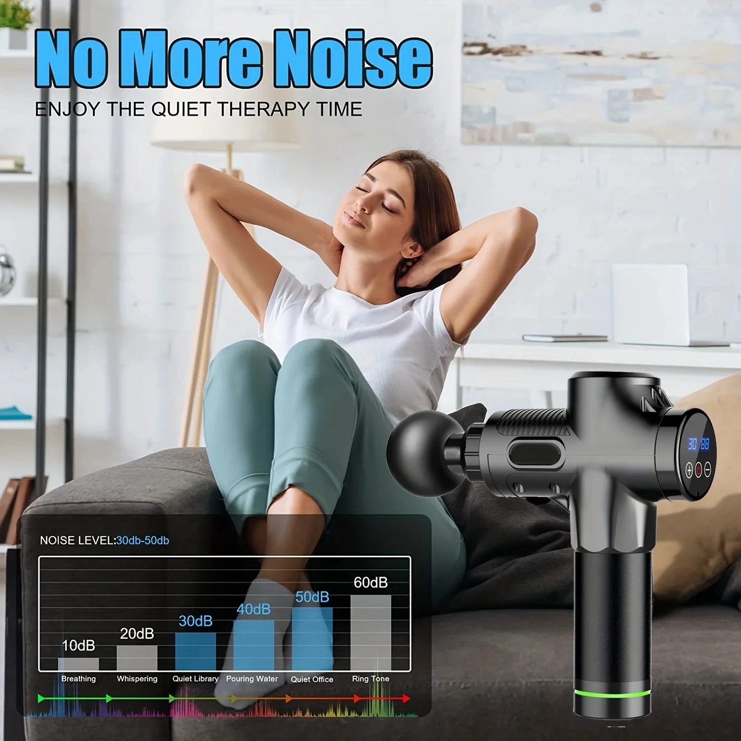 30 Levels Deep Muscle Massage Gun Electric Percussion Pistol Massager For Body Neck Back Leg Fitness Tool