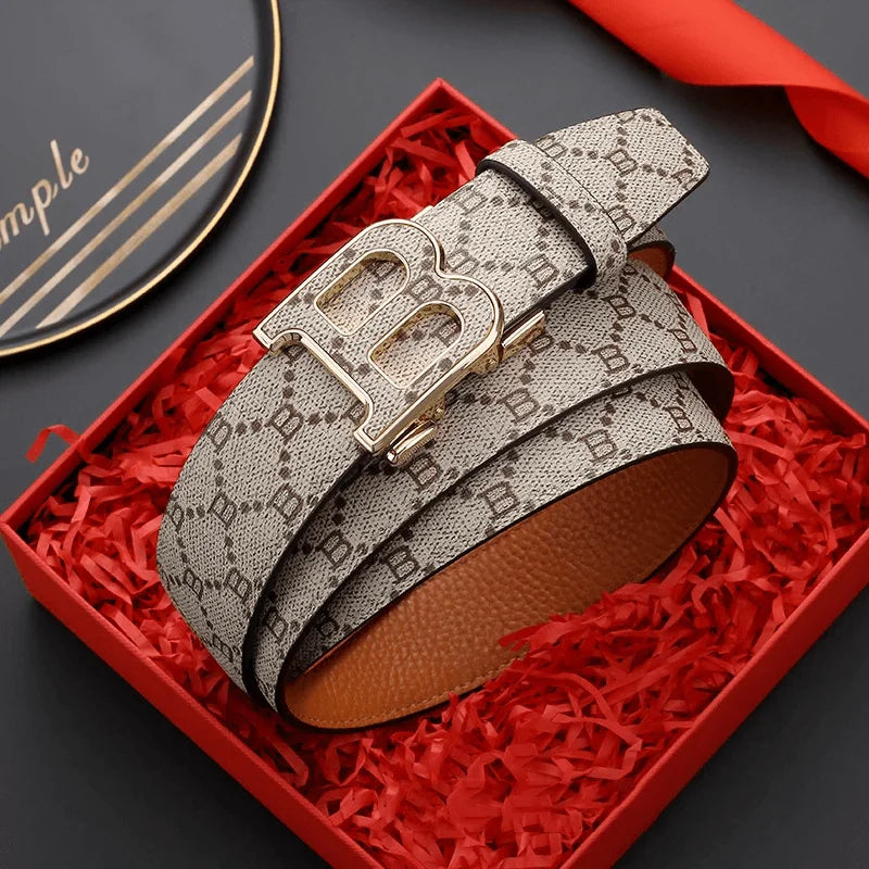 High Quality 3.4cm Leather Business Men Belt Luxury Brand Designer famous  work Belts for men Jeans Strap Male Buckle belt