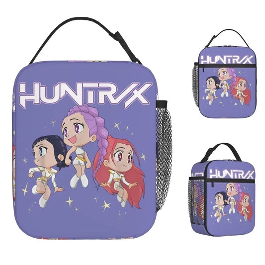 Demon Hunters Cute Cartoon Lunch Bag – Insulated Thermal Tote for Kids, Portable Cooler Bag with Vintage Print