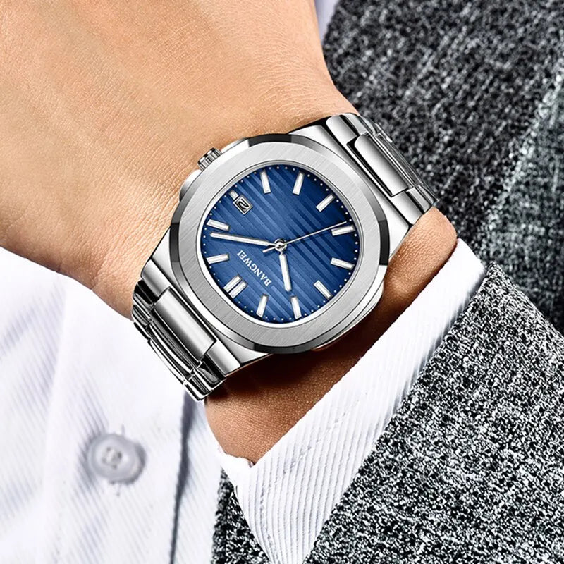 2024 Luxury Men’s Chronograph Quartz Watch – Stainless Steel 30M Waterproof Sport Wristwatch with Automatic Date Display