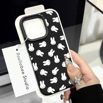 Kawaii Miffy Rabbit Phone Case Fills The Screen 16PROMAX Phone Case /15 Soft Case 14 Lychee Pattern 13 Niche 12/X
