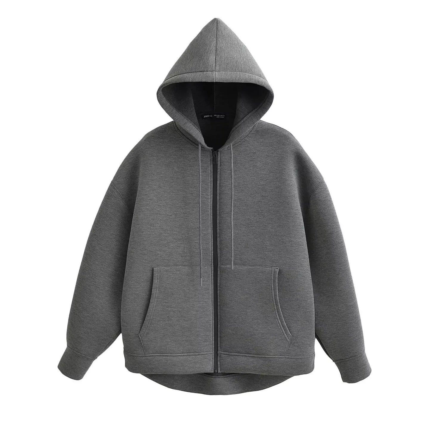 Women’s Oversized Zipper Hoodie – HH Winter High Street Loose Sweatshirt Coat with Double Pockets