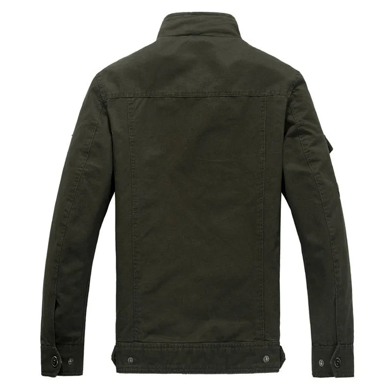 Men’s Military Cotton Jacket – 2025 High-Quality Multi-Pocket Embroidered Pilot Coat (Plus Size)