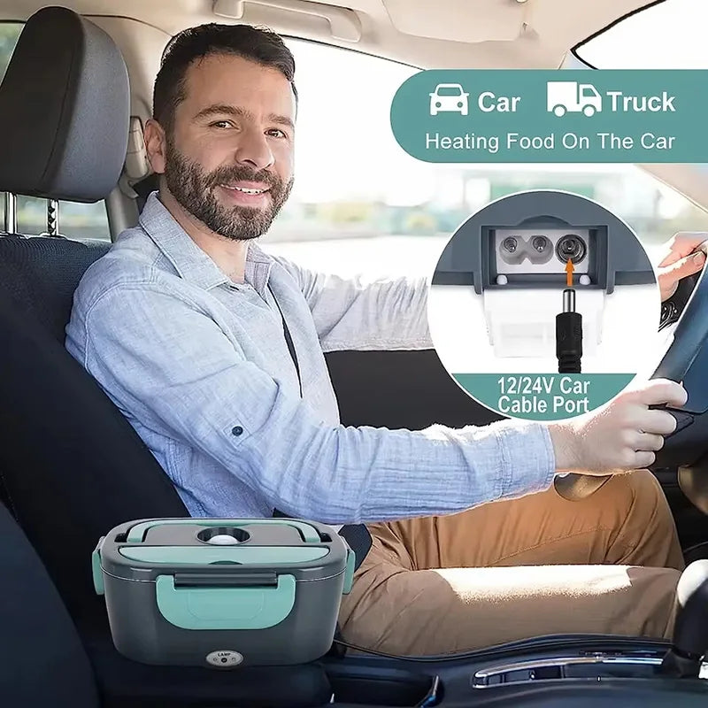 HOMEFISH 1.5L Electric Lunch Box – 60W Portable Food Warmer & Heater for Car & Home (Leak-Proof, Stainless Steel)