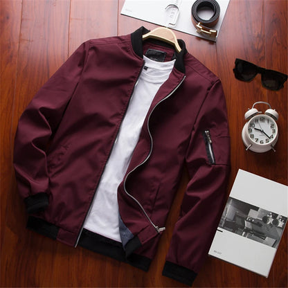 Men’s Slim Bomber Jacket – Lightweight Baseball Windbreaker Zipper Coat